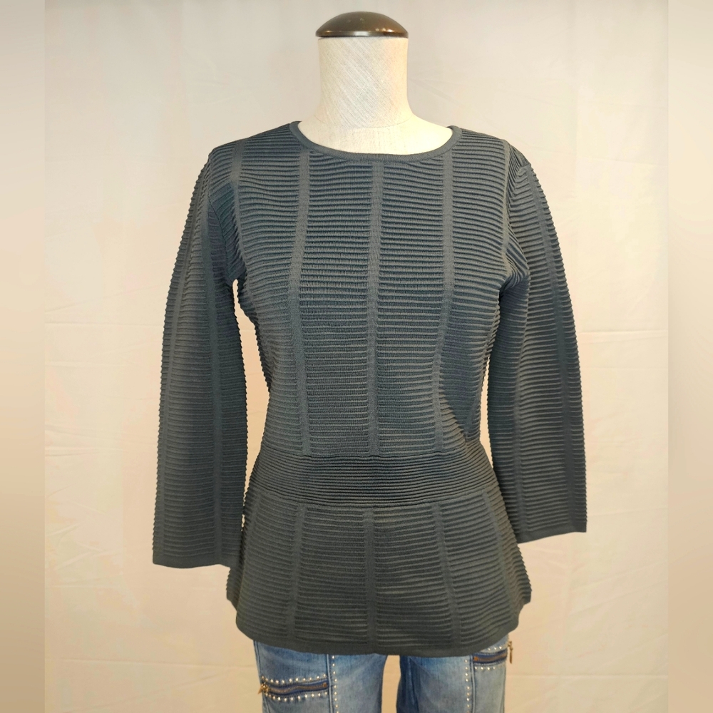Emporio Armani Ribbed Peplum Green Sweater